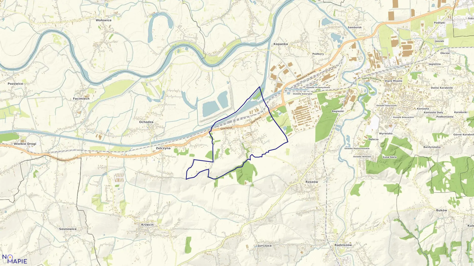 Mapa obrębu Borek Szlachecki w gminie Skawina
