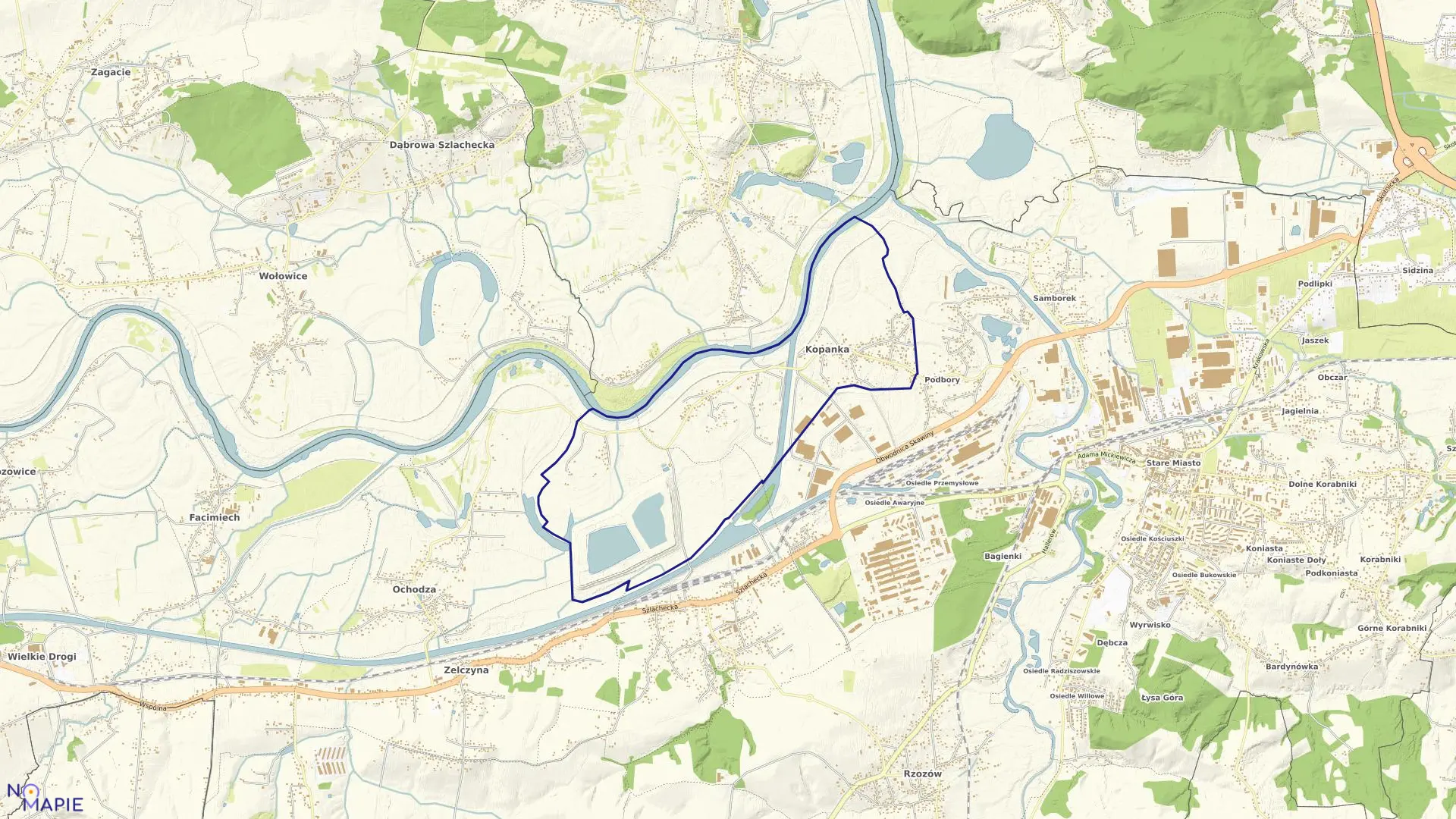 Mapa obrębu Kopanka w gminie Skawina