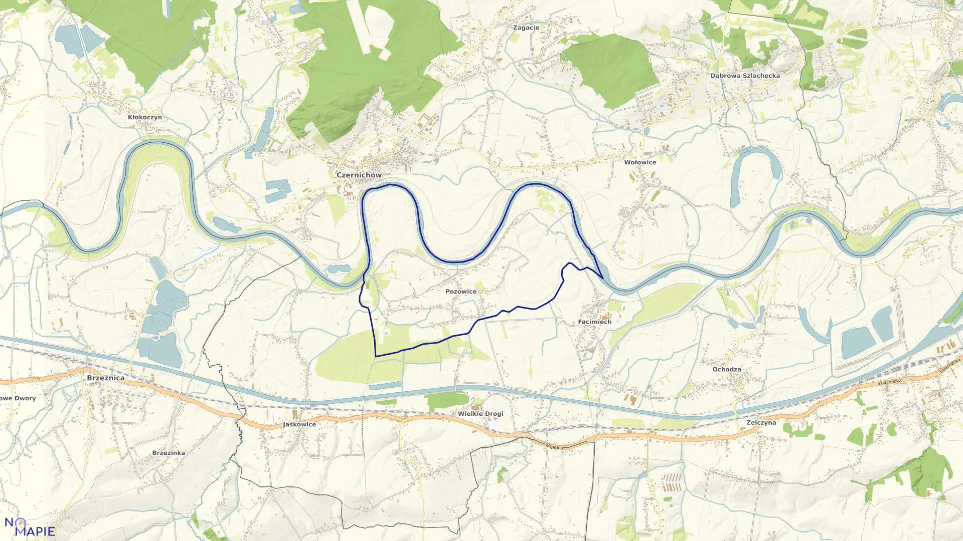 Mapa obrębu Pozowice w gminie Skawina